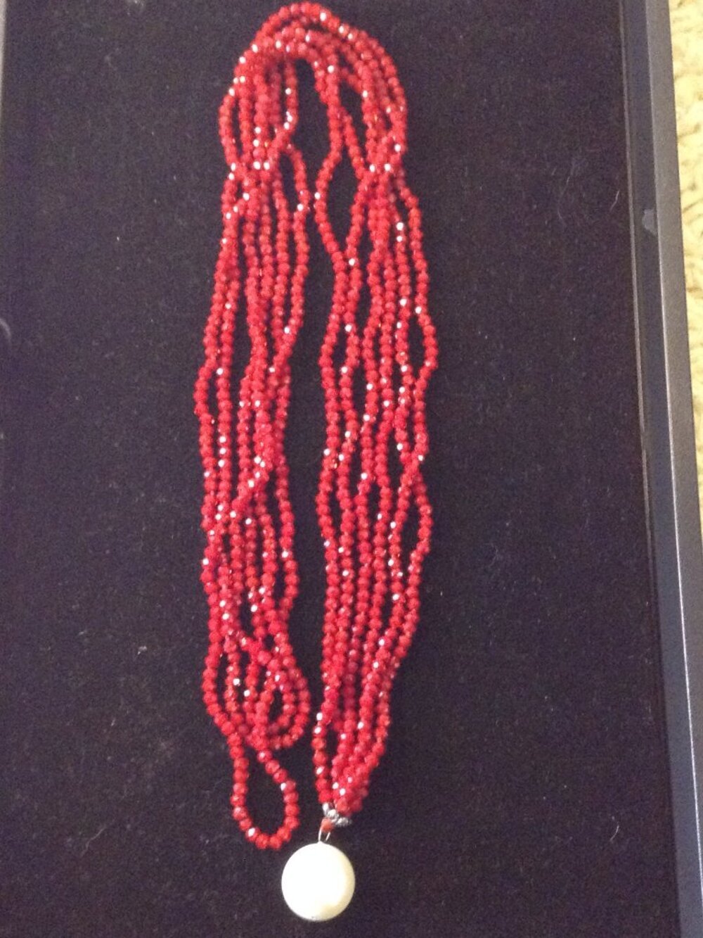 VTG 80's Czech Glass Beaded Necklace Multi-strand Large Faux Pearl Avant Garde